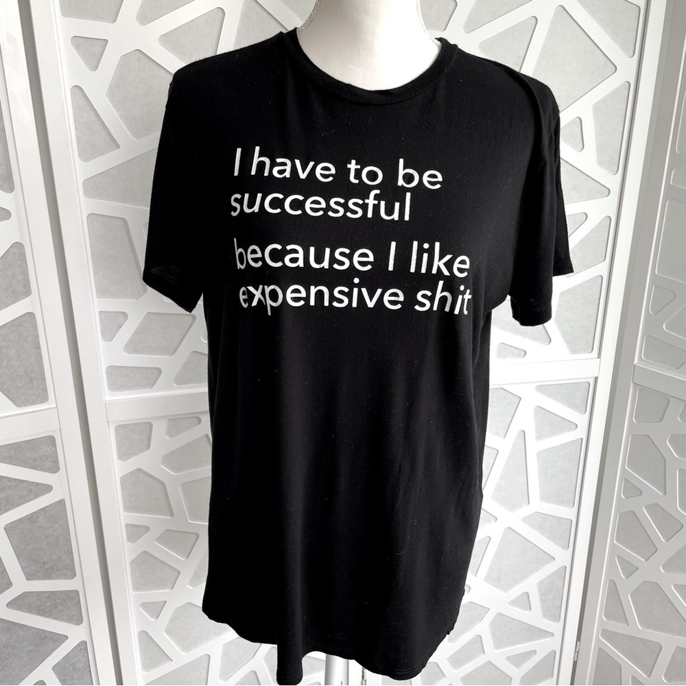 T-shirt with Quotes Black Size L Large